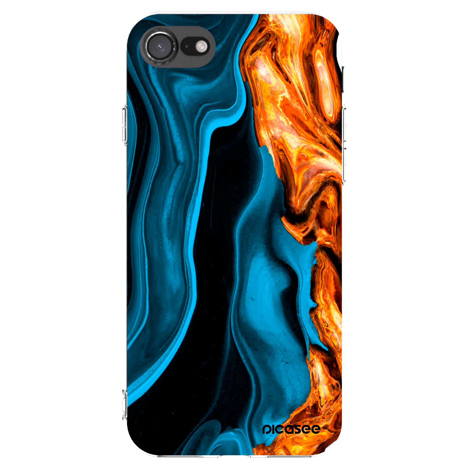 Picasee Apple iPhone 8 Hülle - Transparentes Silikon - Gold blue