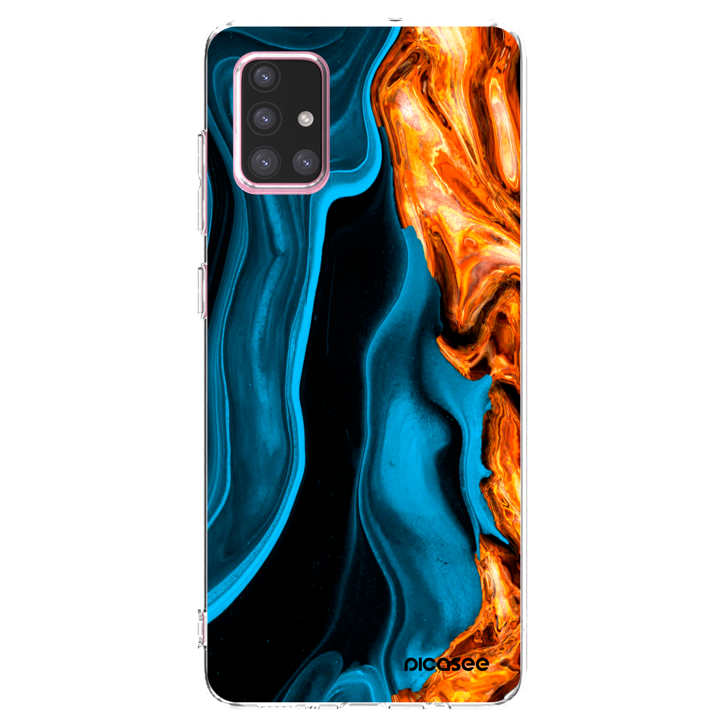 Picasee Samsung Galaxy A71 A715F Hülle - Transparentes Silikon - Gold blue