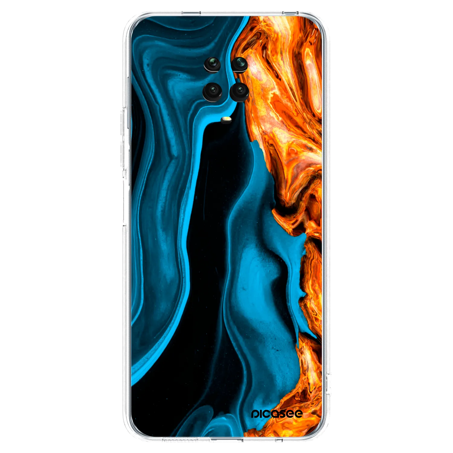 Picasee Xiaomi Redmi Note 9 Pro Hülle - Transparentes Silikon - Gold blue