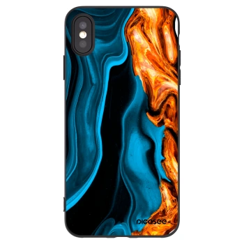 Picasee Apple iPhone XS Max Hülle - Schwarzes Silikon - Gold blue