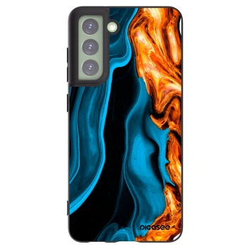 Picasee Samsung Galaxy S21 FE 5G Hülle - Schwarzes Silikon - Gold blue