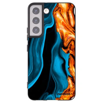 Picasee Samsung Galaxy S22 5G Hülle - Schwarzes Silikon - Gold blue
