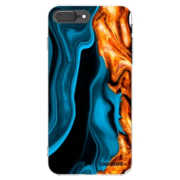 Picasee Apple iPhone 7 Plus Hülle - Transparentes Silikon - Gold blue