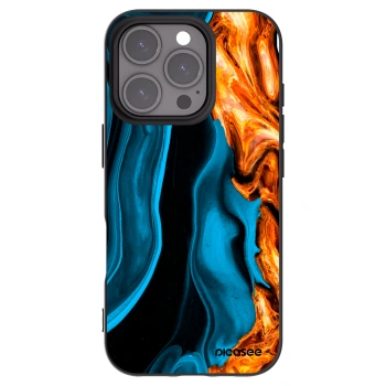 Picasee Apple iPhone 16 Pro Hülle - Schwarzes Silikon - Gold blue