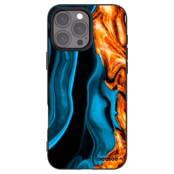 Picasee Apple iPhone 16 Pro Max Hülle - Schwarzes Silikon - Gold blue
