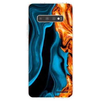 Picasee Samsung Galaxy S10 Plus G975 Hülle - Transparentes Silikon - Gold blue