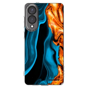 Picasee Samsung Galaxy S25 Edge 5G Hülle - Transparentes Silikon - Gold blue