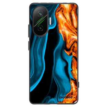 Picasee Xiaomi Poco F7 5G Hülle - Schwarzes Silikon - Gold blue