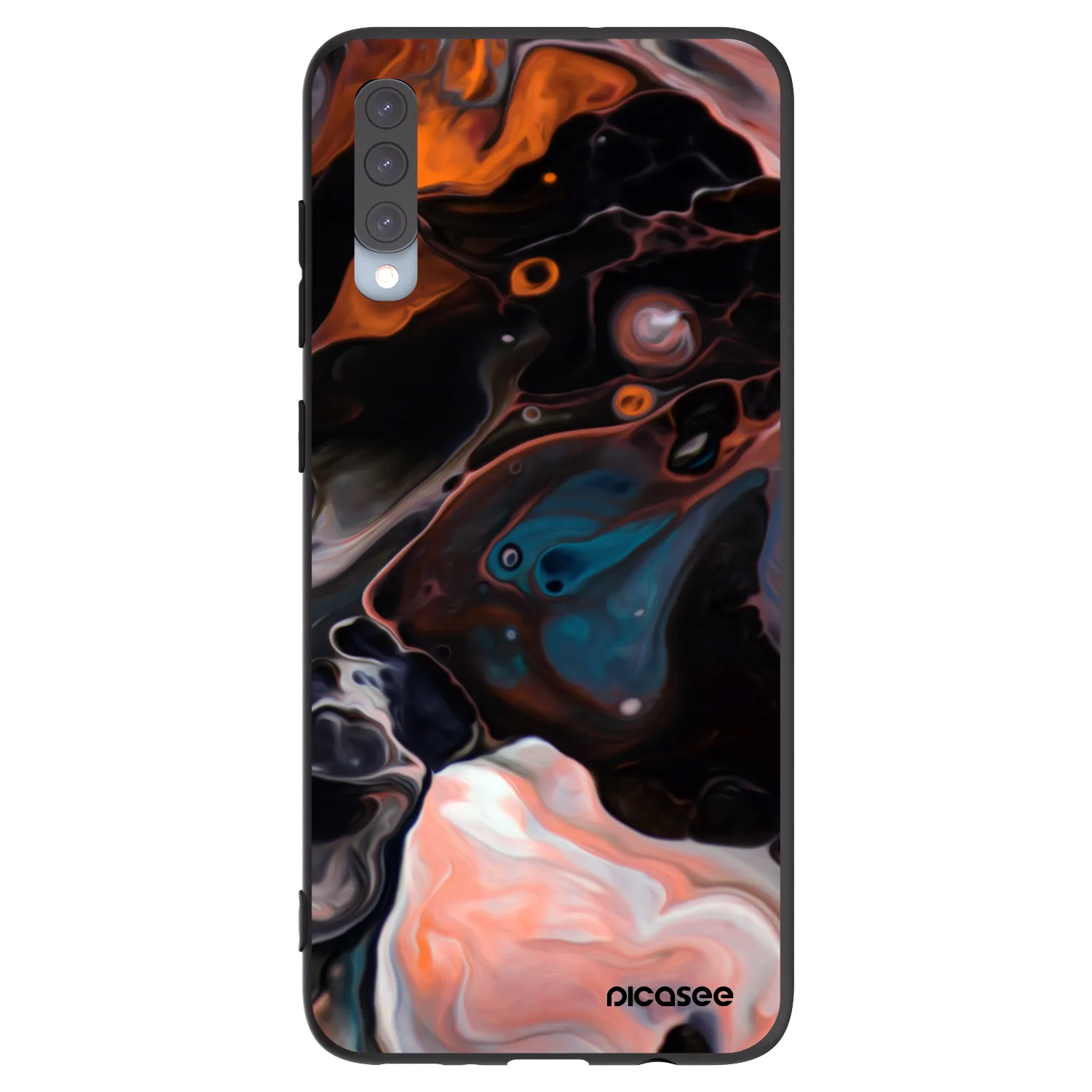 Picasee Samsung Galaxy A70 A705F Hülle - Schwarzes Silikon - Cream