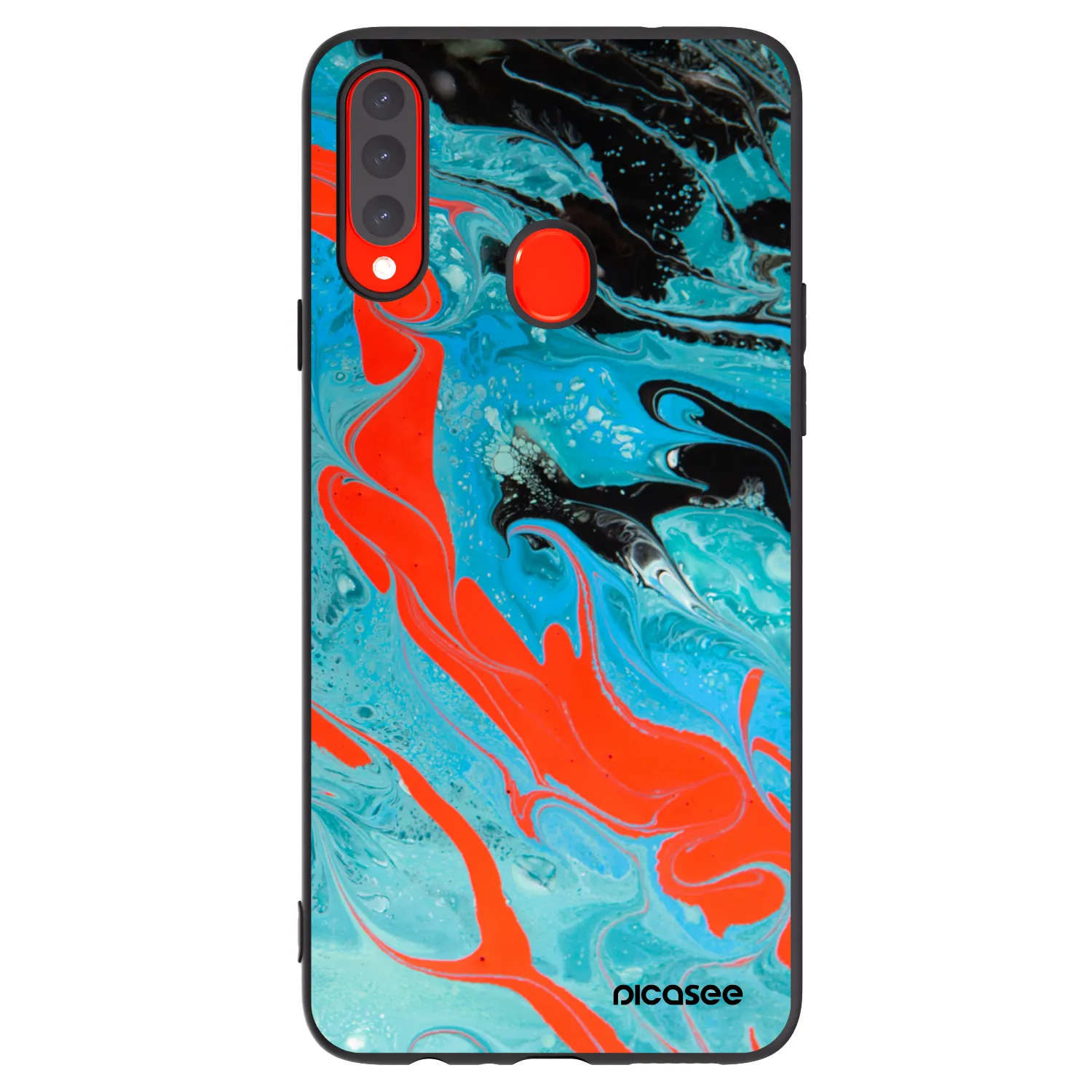 Picasee Samsung Galaxy A20s Hülle - Schwarzes Silikon - Blue Magma