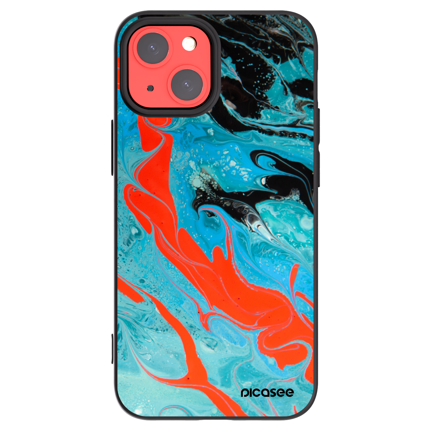 Picasee Apple iPhone 13 mini Hülle - Schwarzes Silikon - Blue Magma