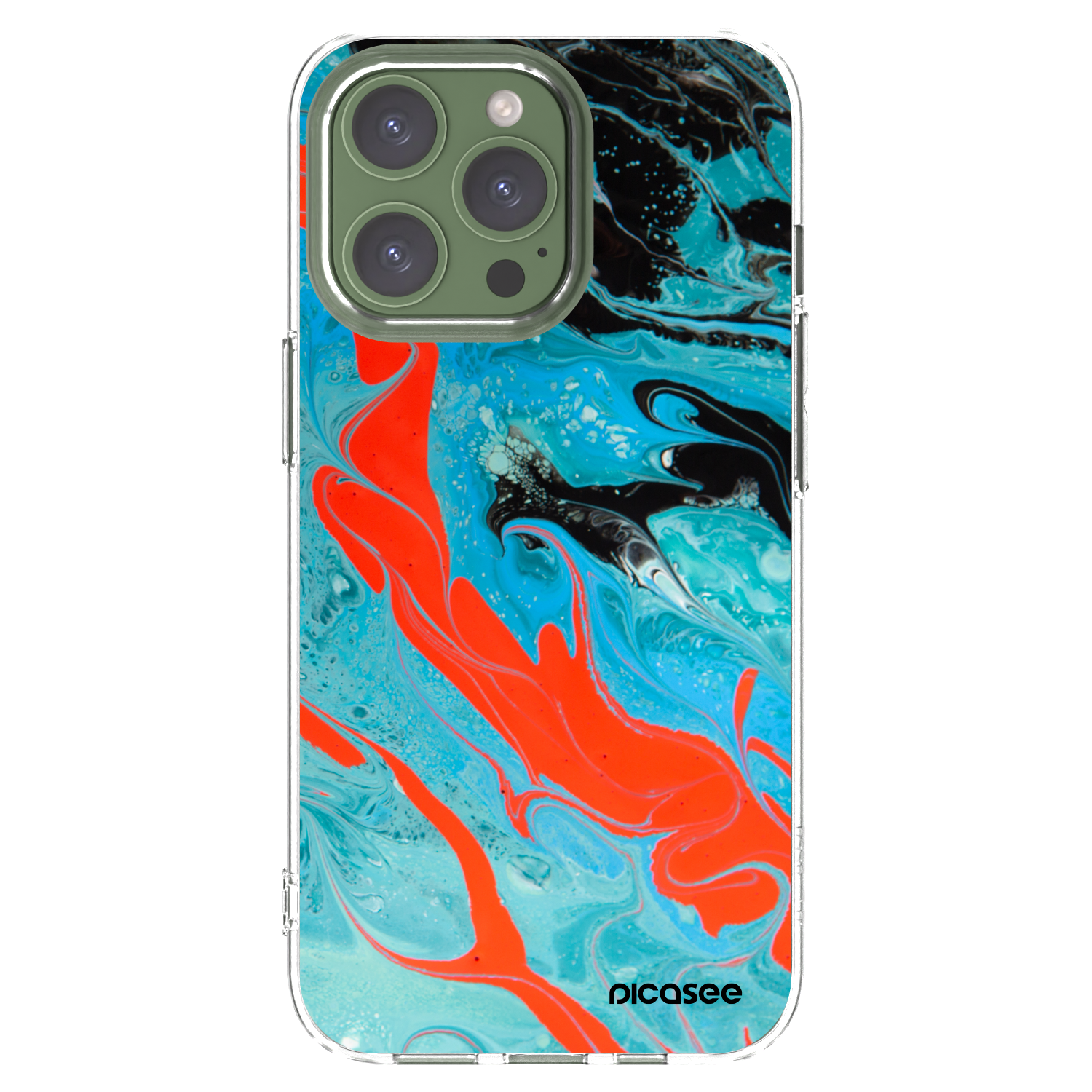 Picasee Apple iPhone 13 Pro Hülle - Transparentes Silikon - Blue Magma