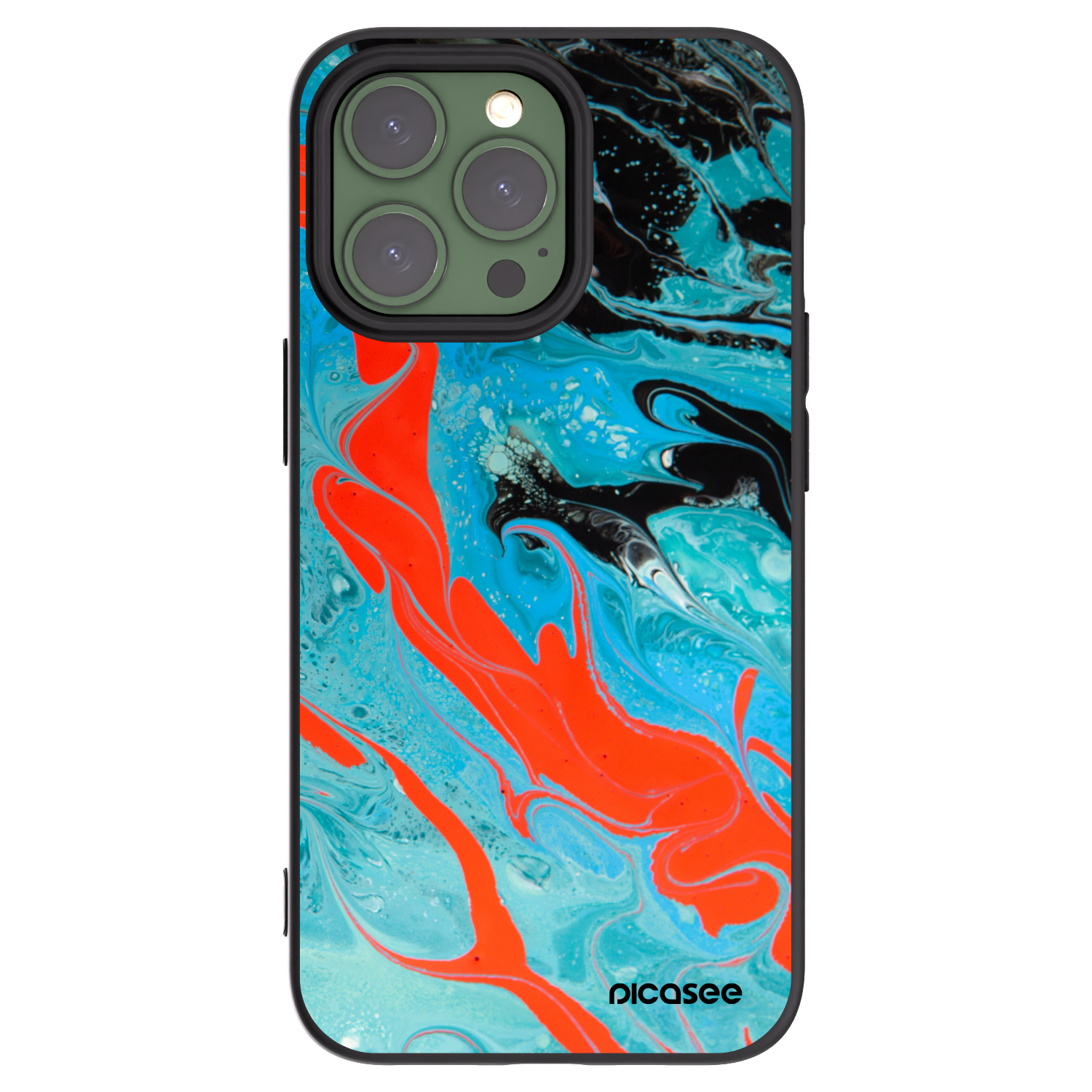 Picasee Apple iPhone 13 Pro Hülle - Schwarzes Silikon - Blue Magma