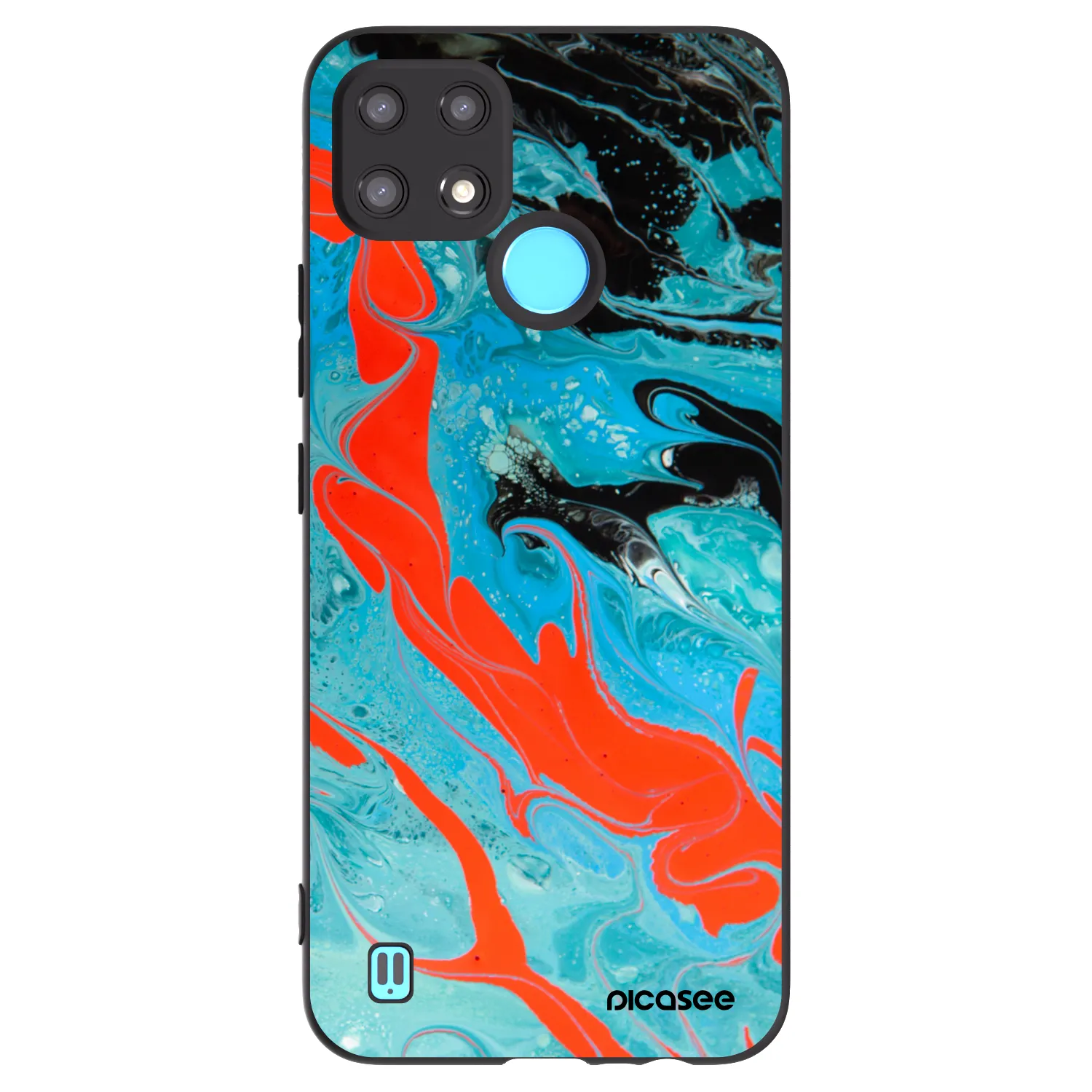 Picasee Realme C21 Hülle - Schwarzes Silikon - Blue Magma