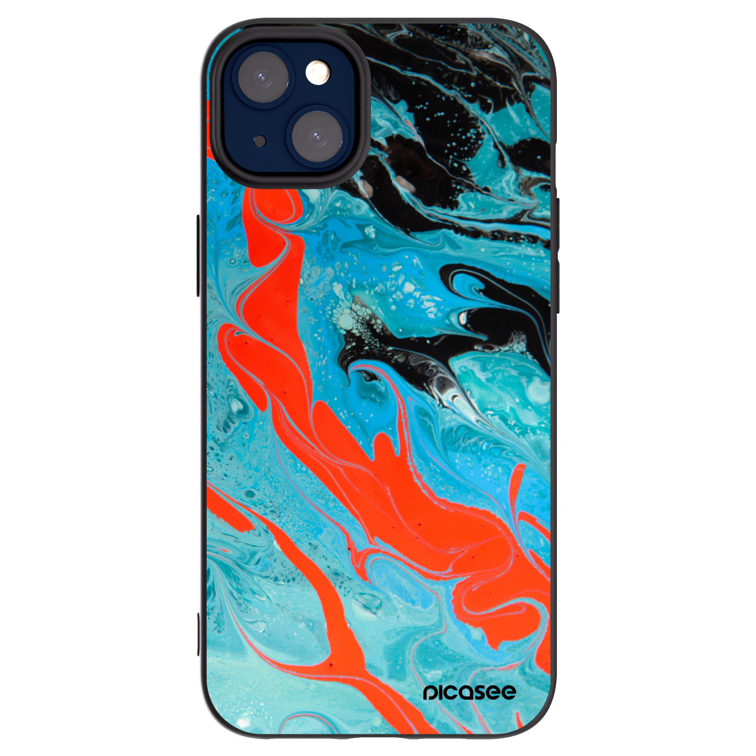 Picasee Apple iPhone 14 Plus Hülle - Schwarzes Silikon - Blue Magma