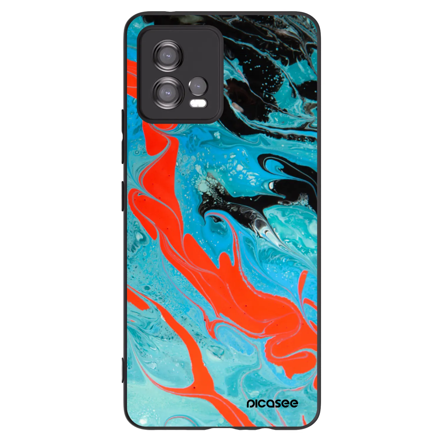 Picasee Motorola Moto G72 Hülle - Schwarzes Silikon - Blue Magma