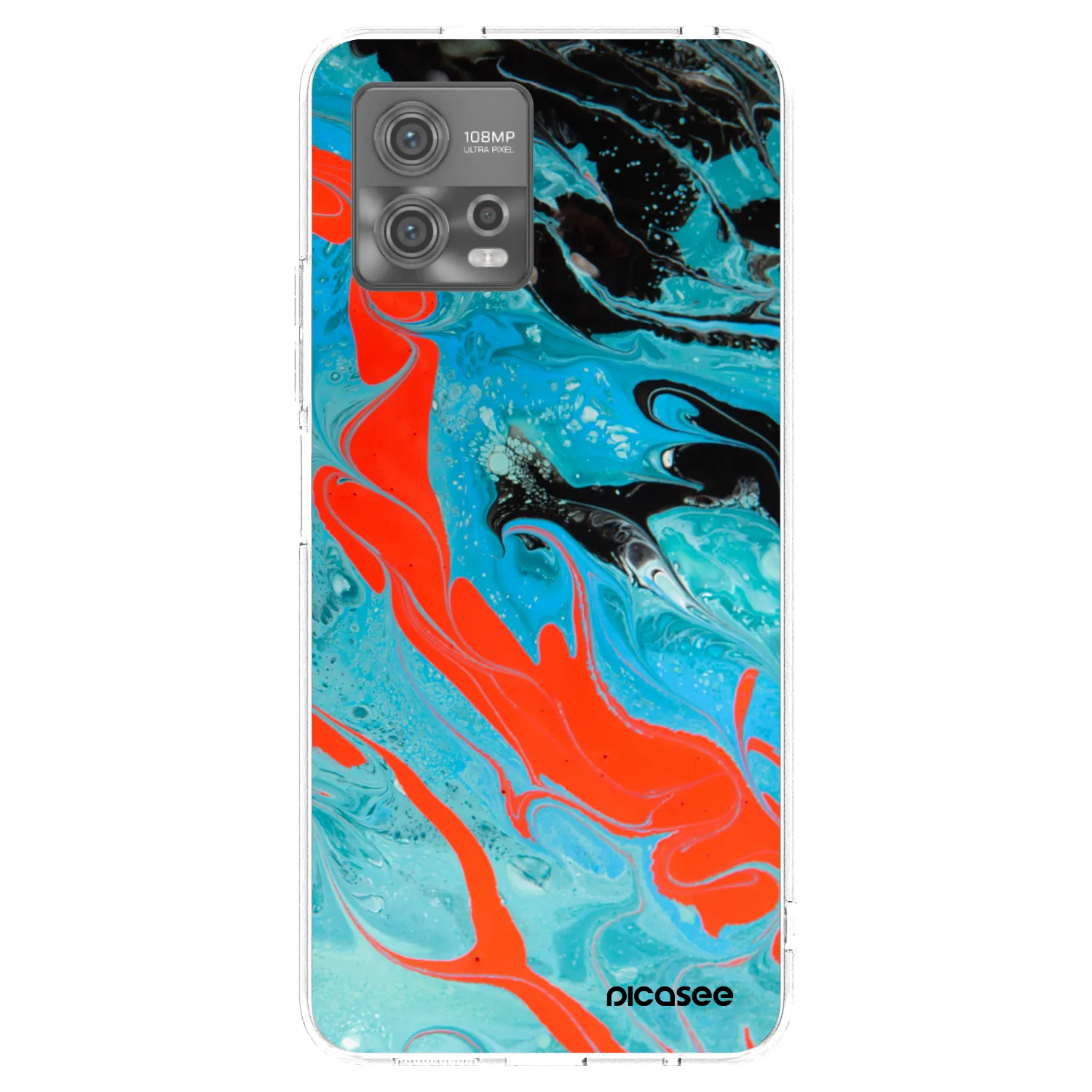 Picasee Motorola Moto G72 Hülle - Transparentes Silikon - Blue Magma