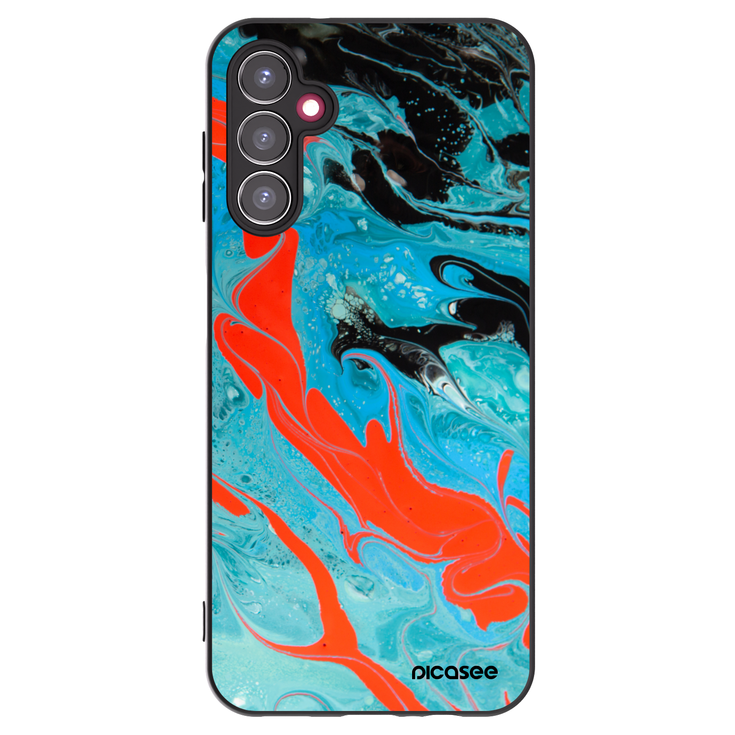 Picasee Samsung Galaxy A14 5G A146P Hülle - Schwarzes Silikon - Blue Magma