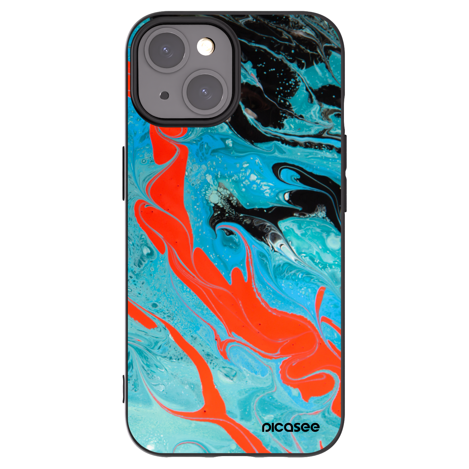 Picasee Apple iPhone 15 Hülle - Schwarzes Silikon - Blue Magma