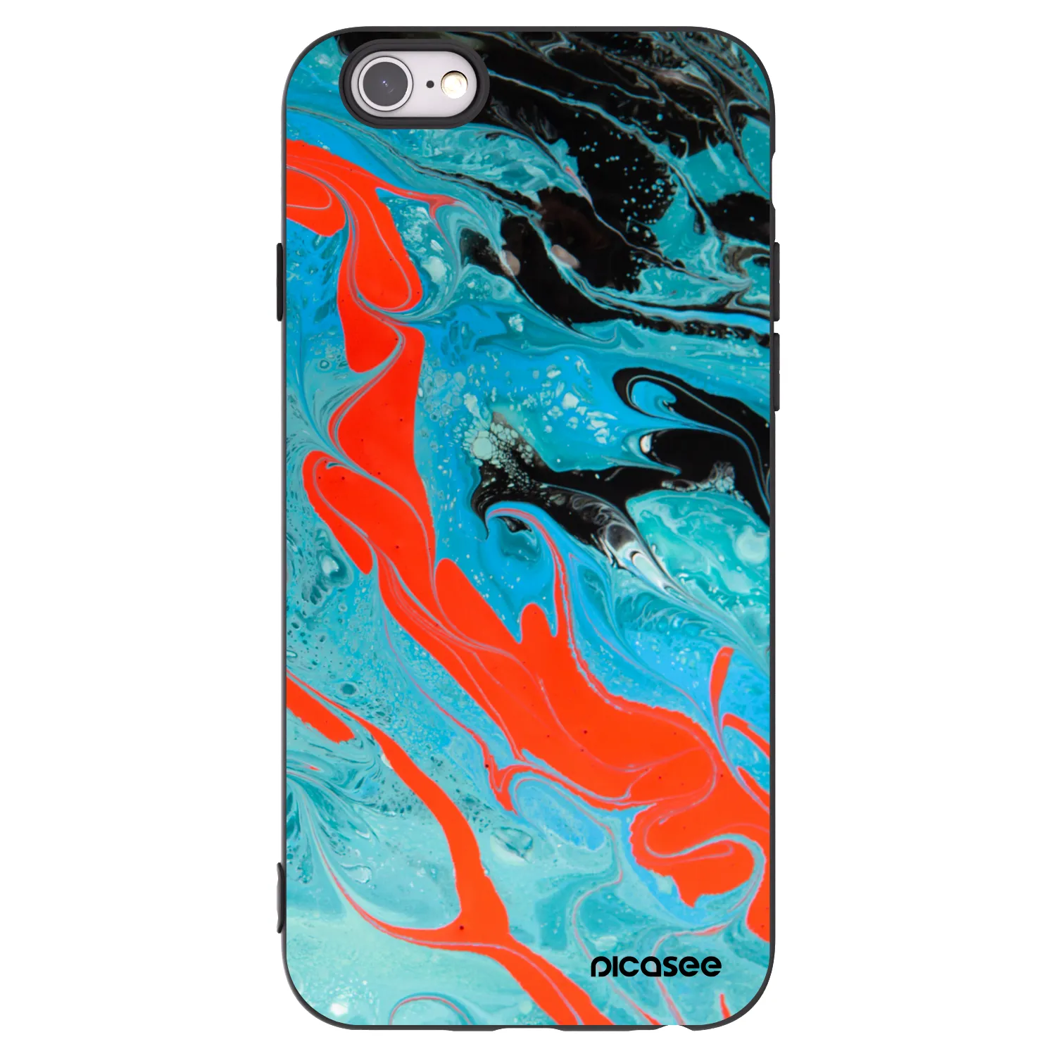 Picasee Apple iPhone 6/6S Hülle - Schwarzes Silikon - Blue Magma