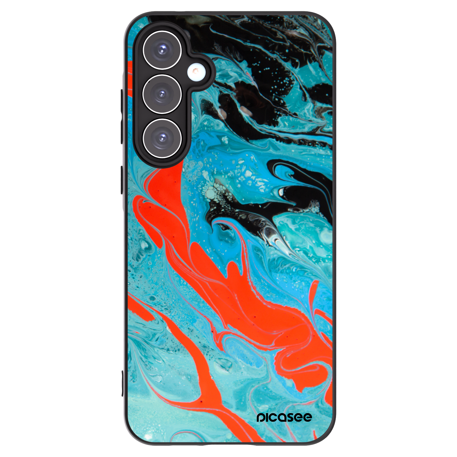 Picasee Samsung Galaxy A55 5G A556B Hülle - Schwarzes Silikon - Blue Magma