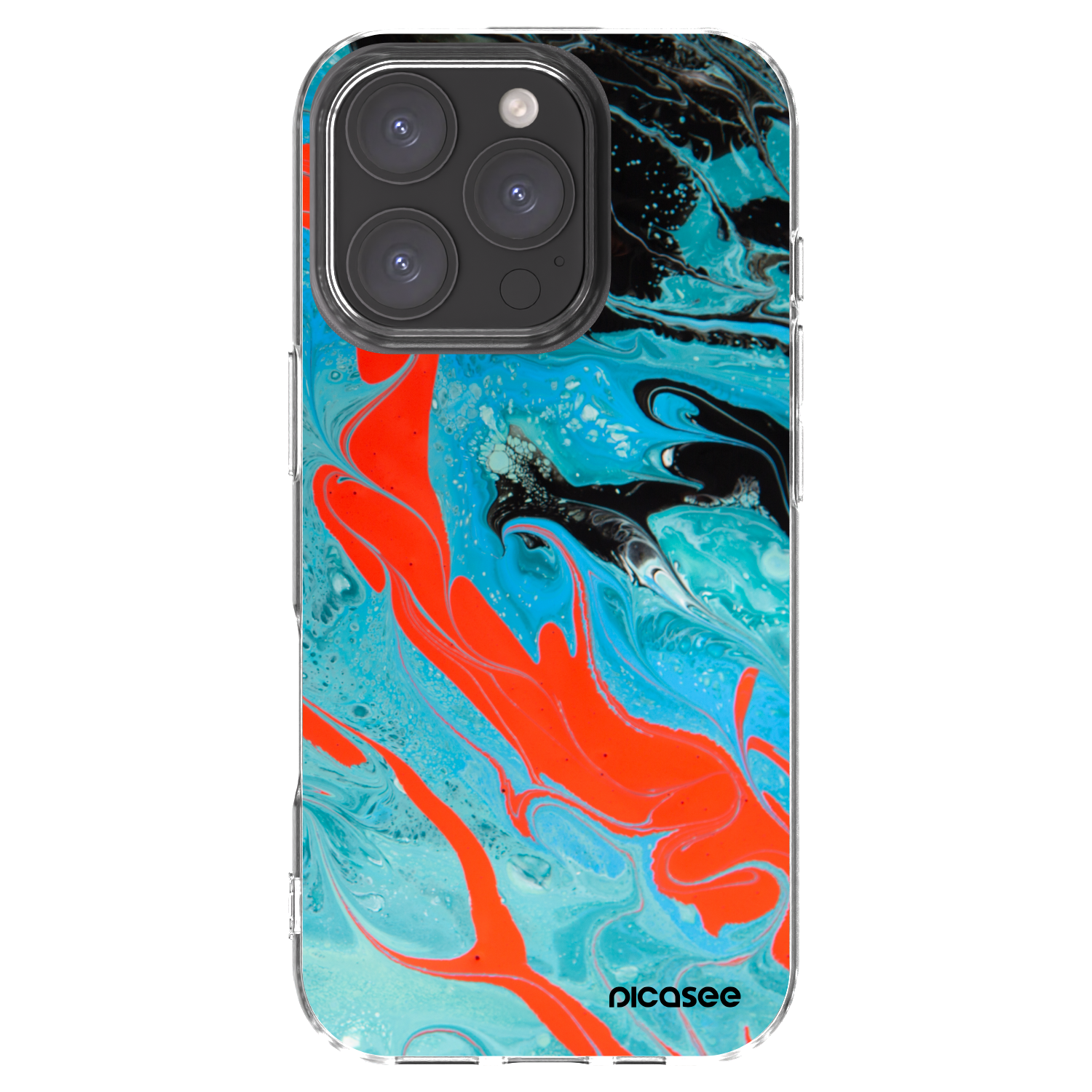 Picasee Apple iPhone 16 Pro Hülle - Transparentes Silikon - Blue Magma
