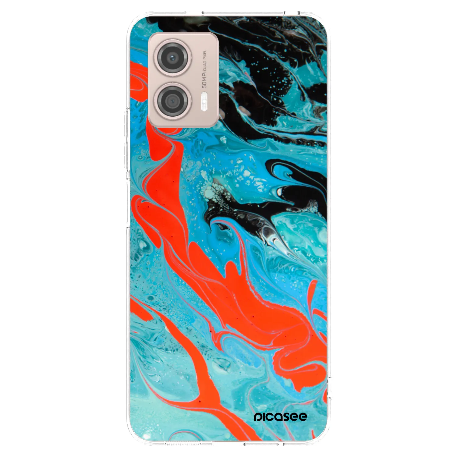 Picasee Motorola Moto G53 5G Hülle - Transparentes Silikon - Blue Magma