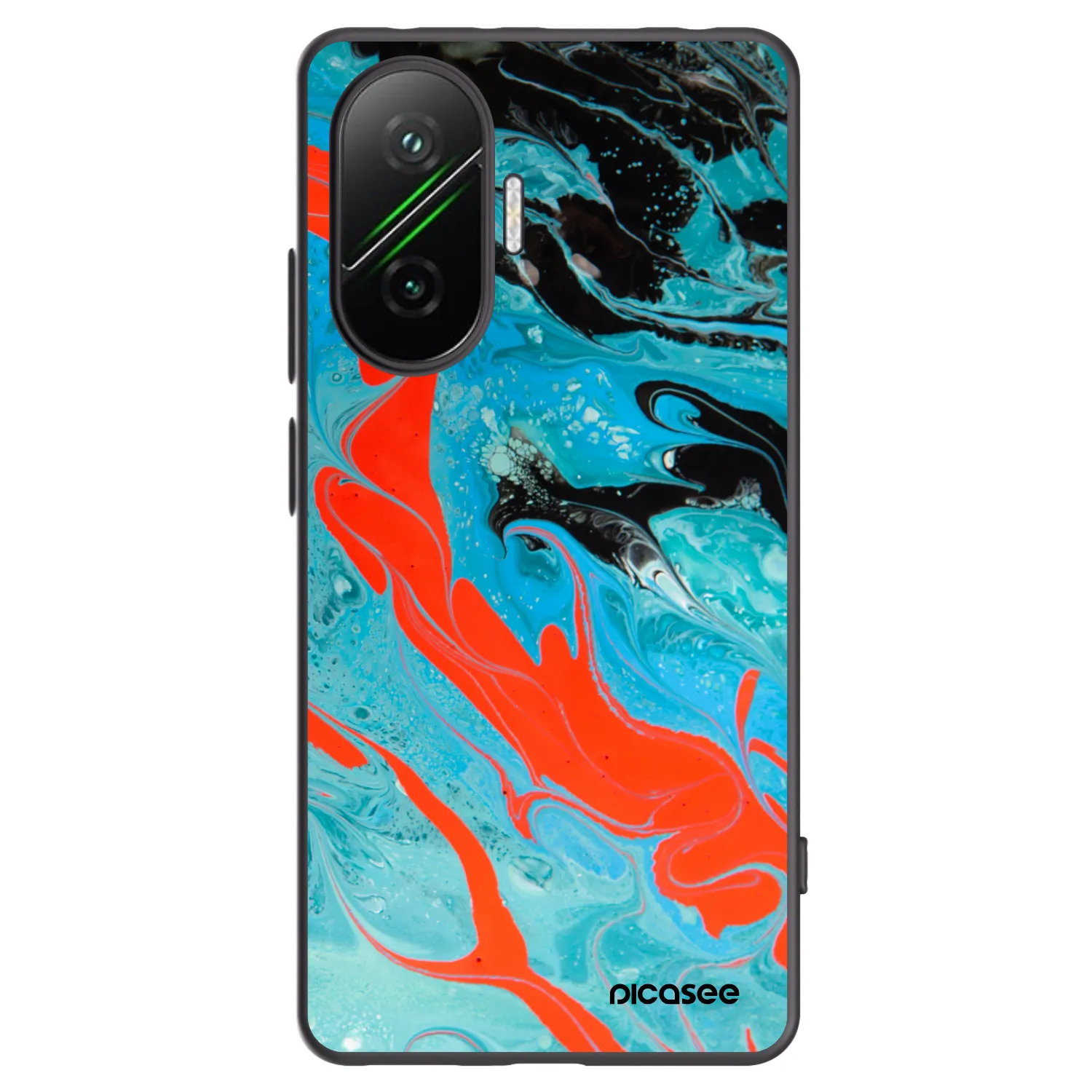Picasee Xiaomi Poco F7 5G Hülle - Schwarzes Silikon - Blue Magma