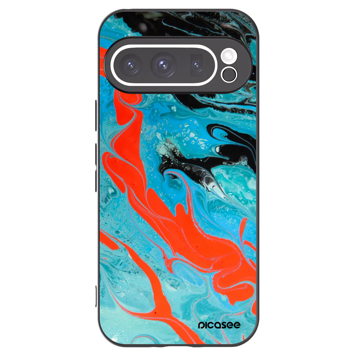 Picasee Google Pixel 9 Pro XL Hülle - Schwarzes Silikon - Blue Magma