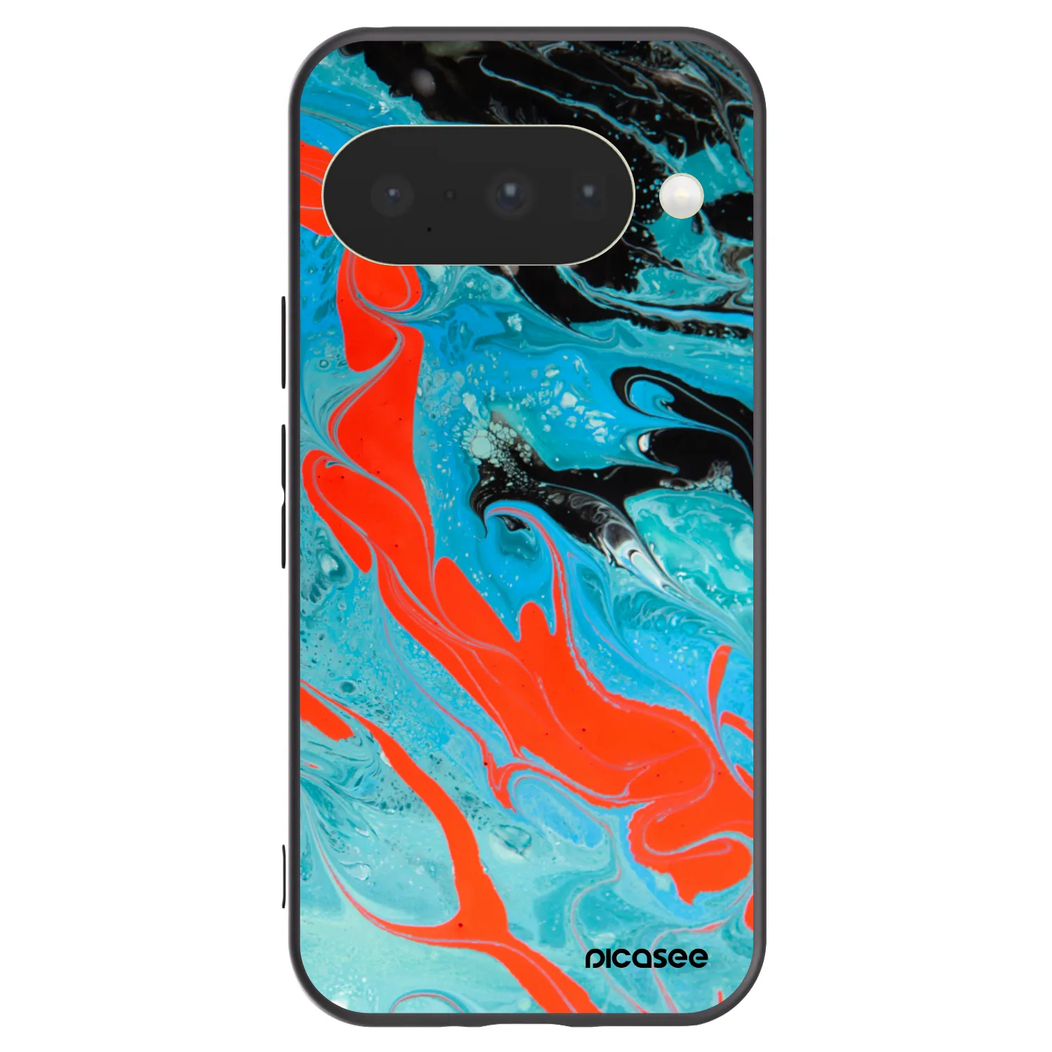 Picasee Google Pixel 10 Hülle - Schwarzes Silikon - Blue Magma