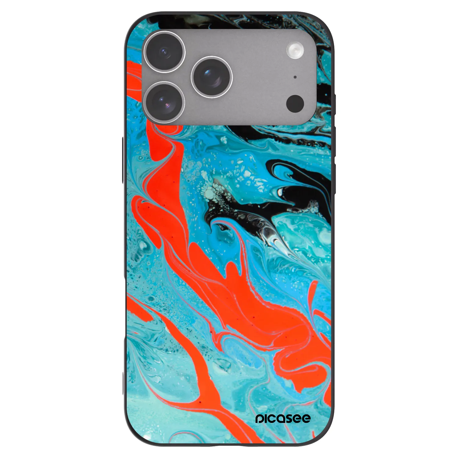 Picasee Apple iPhone 18 Pro Max Hülle - Schwarzes Silikon - Blue Magma