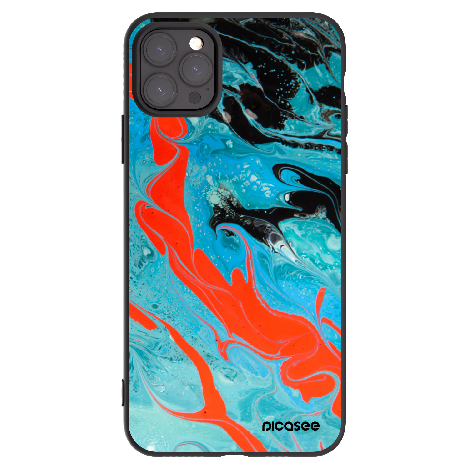 Picasee Apple iPhone 11 Pro Max Hülle - Schwarzes Silikon - Blue Magma