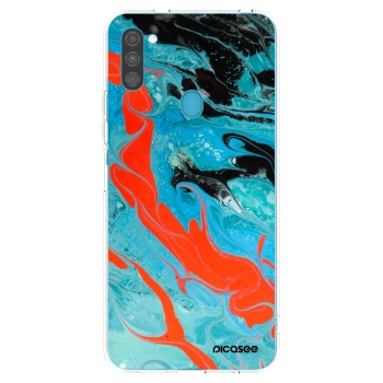 Picasee Samsung Galaxy M11 Hülle - Transparentes Silikon - Blue Magma