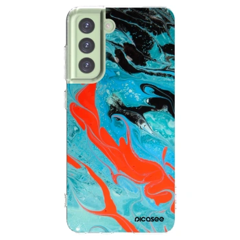 Picasee Samsung Galaxy S21 FE 5G Hülle - Transparentes Silikon - Blue Magma