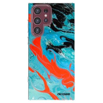 Picasee Samsung Galaxy S22 Ultra 5G Hülle - Transparentes Silikon - Blue Magma