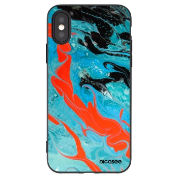 Picasee Apple iPhone X/XS Hülle - Schwarzes Silikon - Blue Magma
