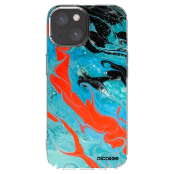 Picasee Apple iPhone 15 Hülle - Transparentes Silikon - Blue Magma