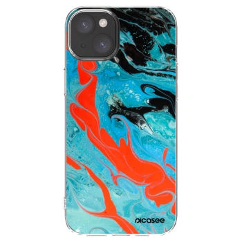 Picasee Apple iPhone 15 Plus Hülle - Transparentes Silikon - Blue Magma