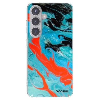 Picasee Samsung Galaxy S24 S921B 5G Hülle - Transparentes Silikon - Blue Magma