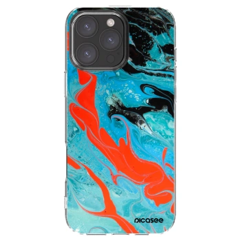 Picasee Apple iPhone 16 Pro Max Hülle - Transparentes Silikon - Blue Magma