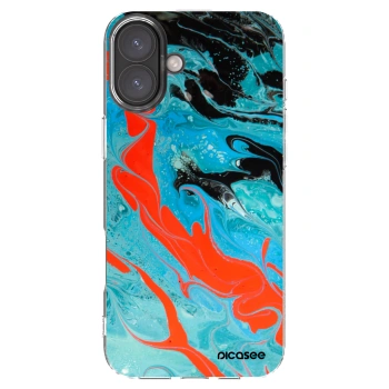 Picasee Apple iPhone 16 Plus Hülle - Transparentes Silikon - Blue Magma