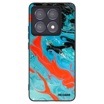 Picasee Xiaomi 14T Pro Hülle - Schwarzes Silikon - Blue Magma