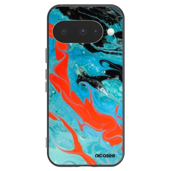 Picasee Google Pixel 10 Hülle - Schwarzes Silikon - Blue Magma