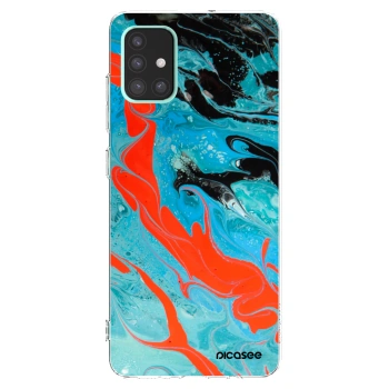 Picasee Samsung Galaxy A51 A515F Hülle - Transparentes Silikon - Blue Magma
