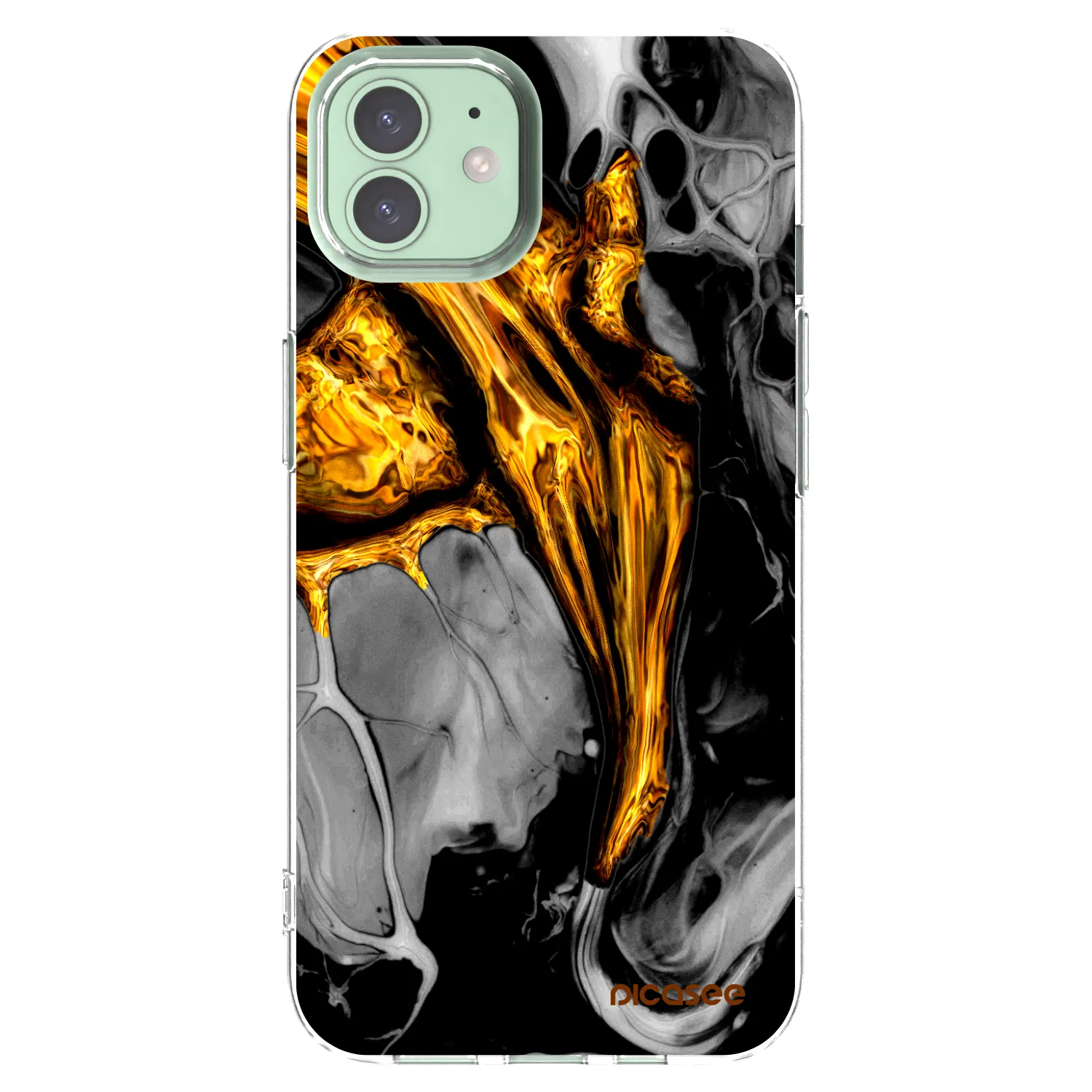 Picasee Apple iPhone 12 Hülle - Transparentes Silikon - Black Gold