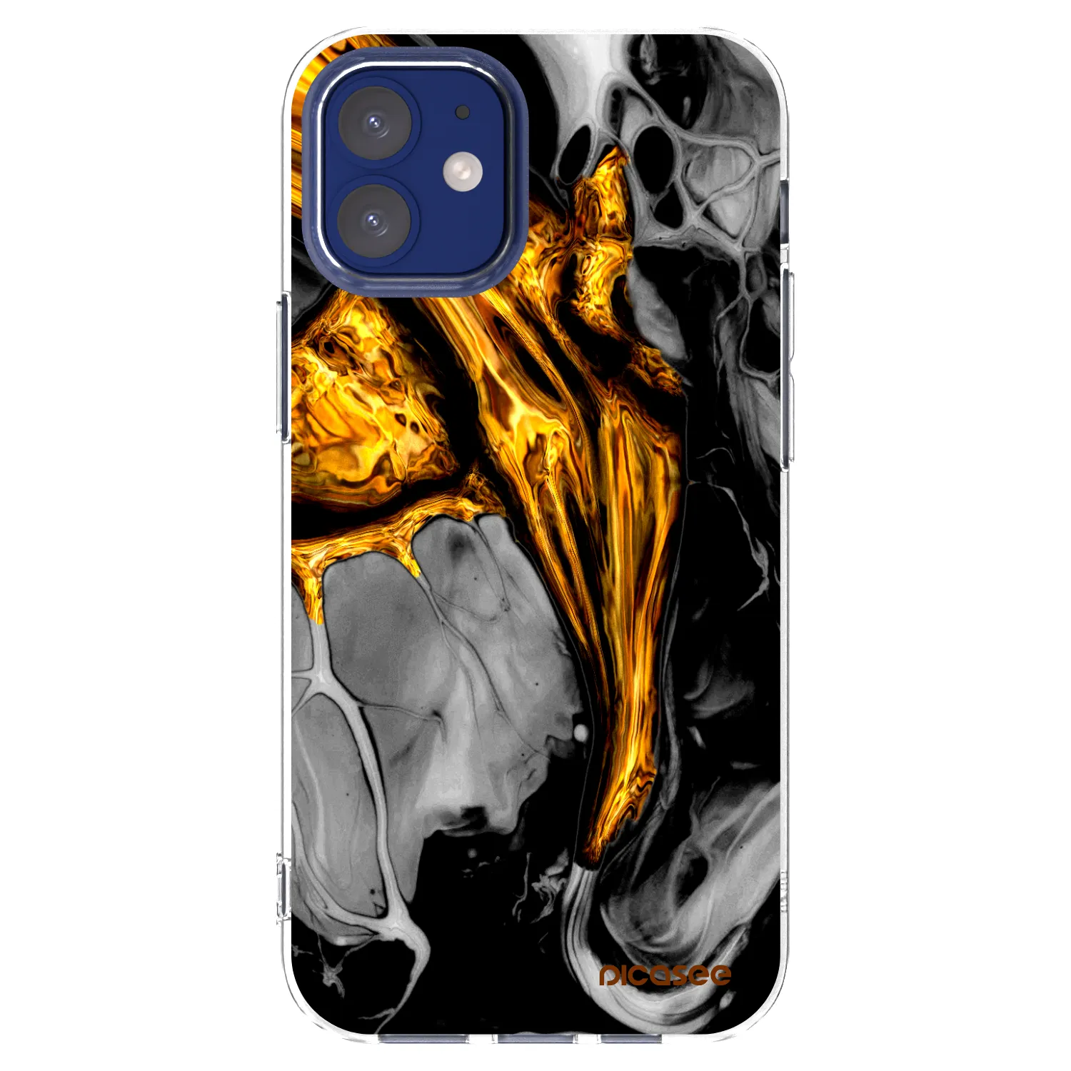 Picasee Apple iPhone 12 mini Hülle - Transparentes Silikon - Black Gold