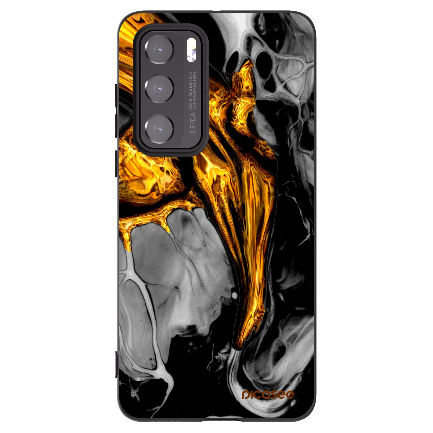 Picasee Huawei P40 Hülle - Schwarzes Silikon - Black Gold