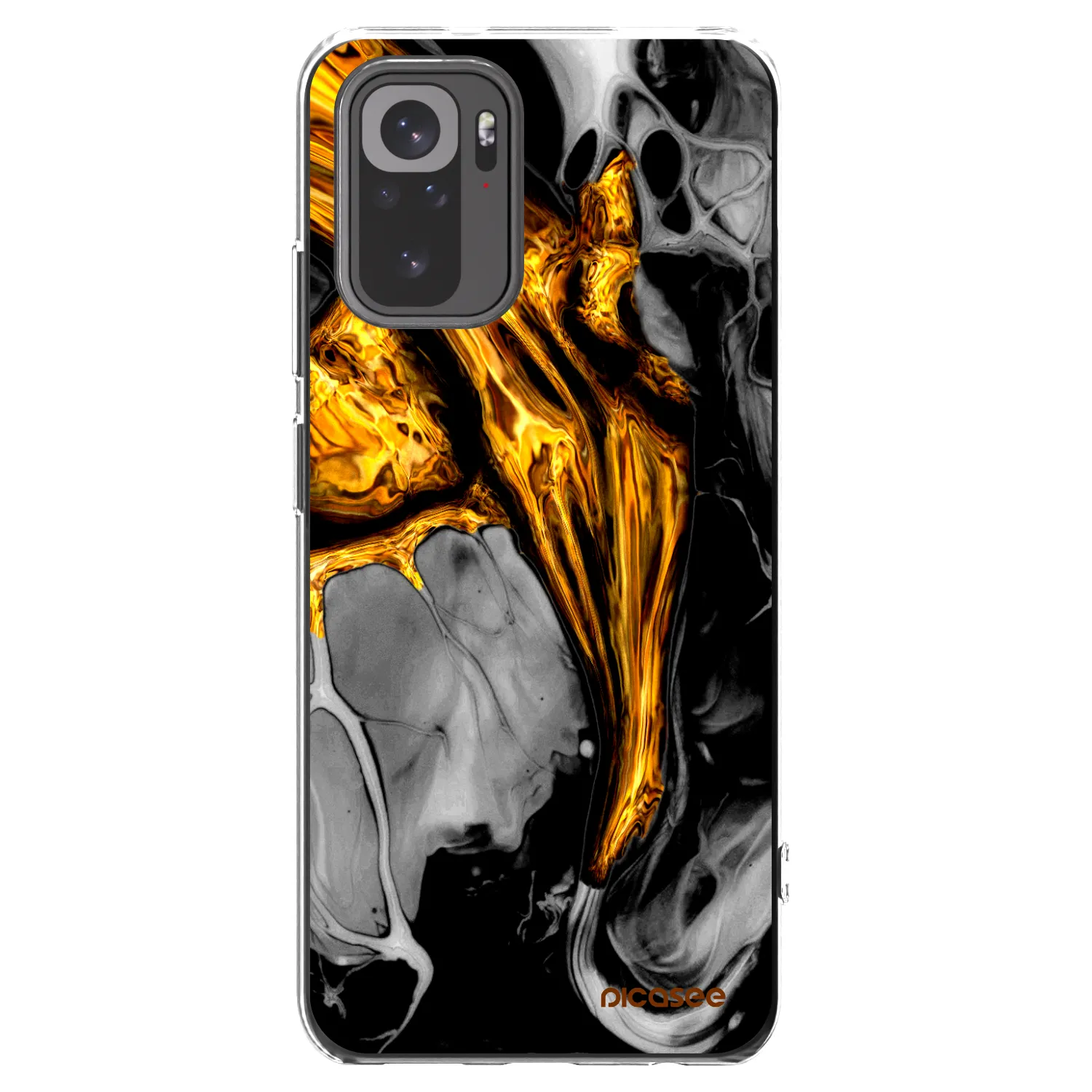Picasee Xiaomi Redmi Note 10 Hülle - Transparentes Silikon - Black Gold