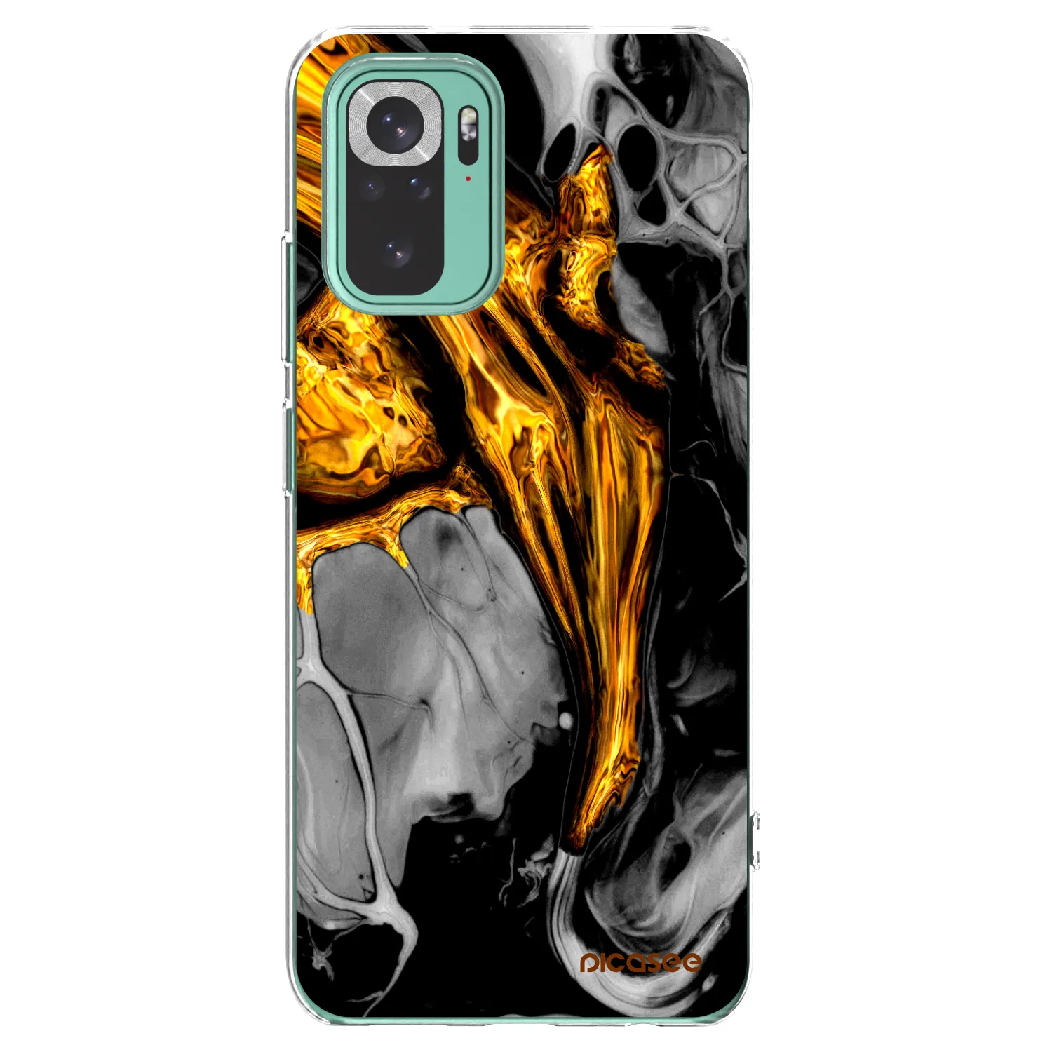Picasee Xiaomi Redmi Note 10 Pro Hülle - Transparentes Silikon - Black Gold