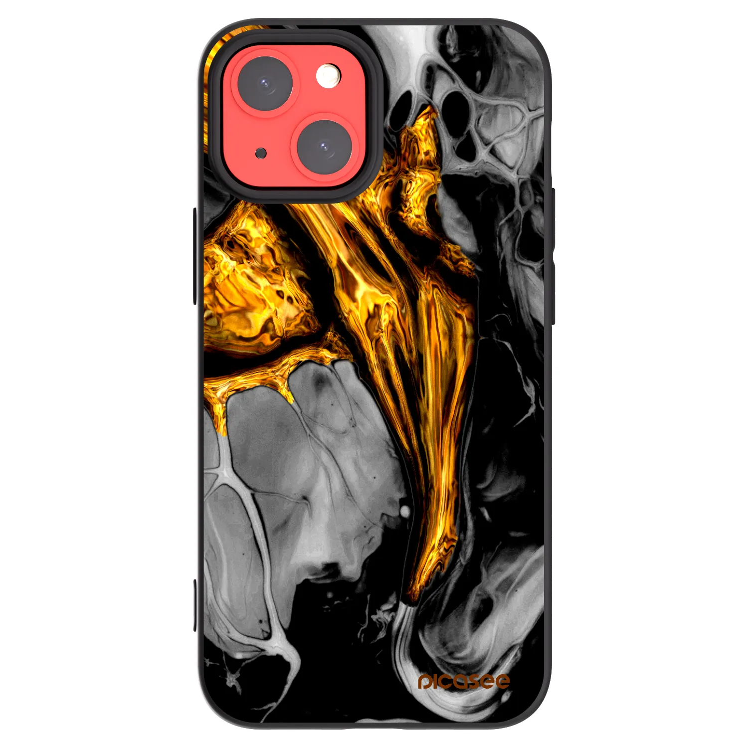 Picasee Apple iPhone 13 mini Hülle - Schwarzes Silikon - Black Gold